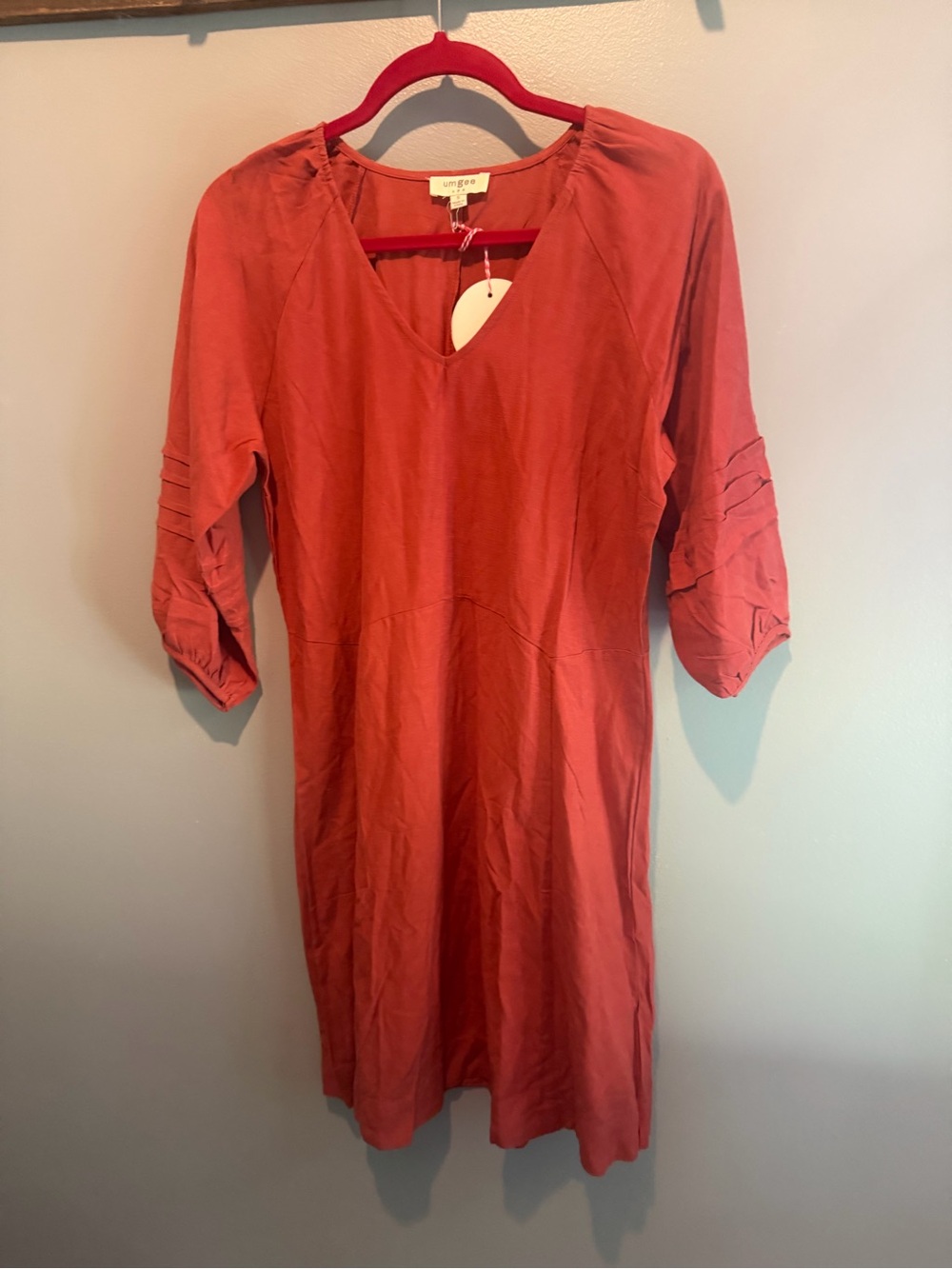 Umgee Rust Orange V-Neck Midi Dress
